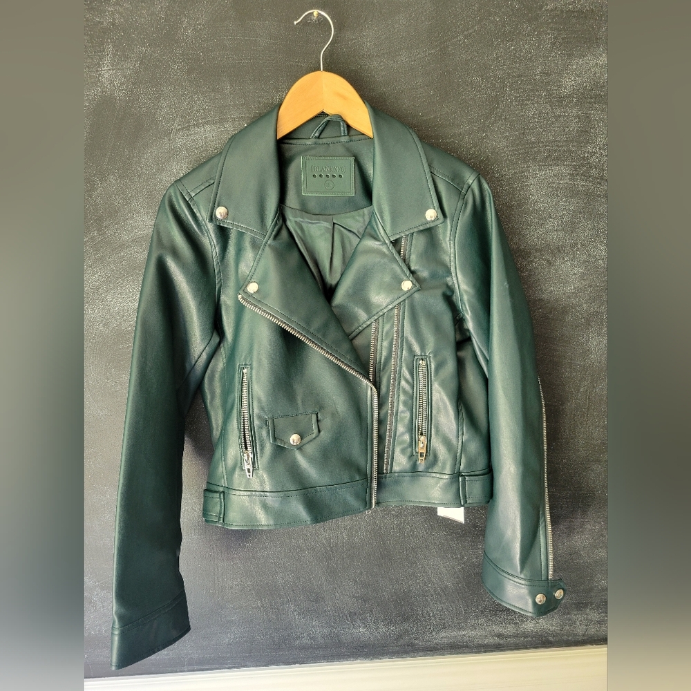 BlankNYC dark green moto jacket